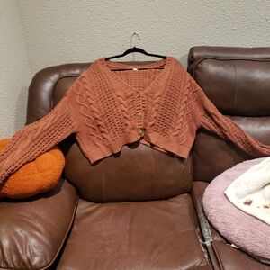 Burnt orange, cropped knit style sweater, XL, Aeropostale